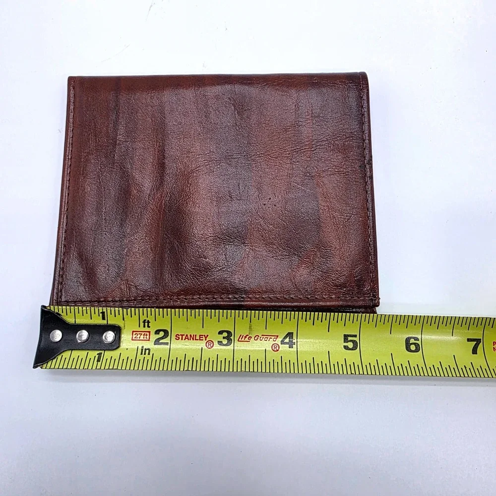 Rolfs Mens Brown Cowhide Leather Bifold Wallet Slim Credit Card Billfold Vintage